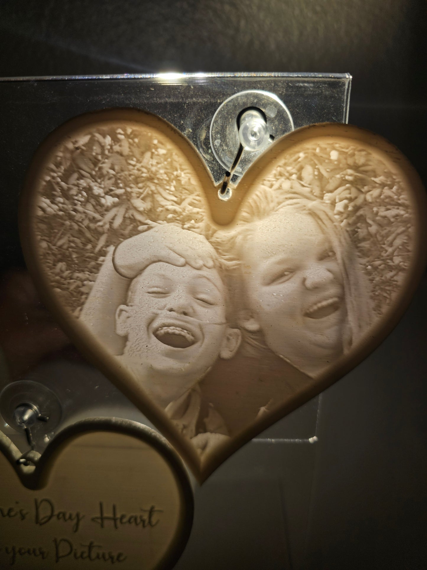 Heart shaped lithophane window catcher